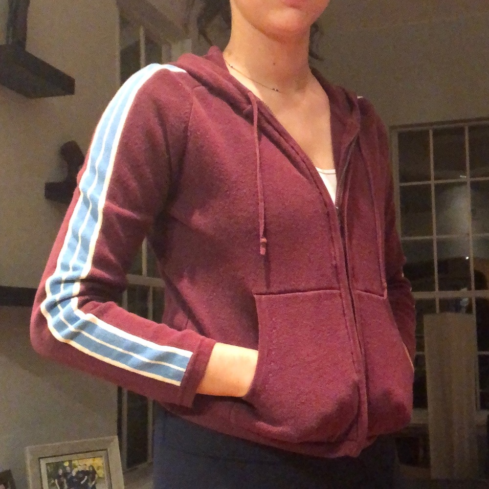 American Eagle Outfitters Burgundy Jacket w/ Hood